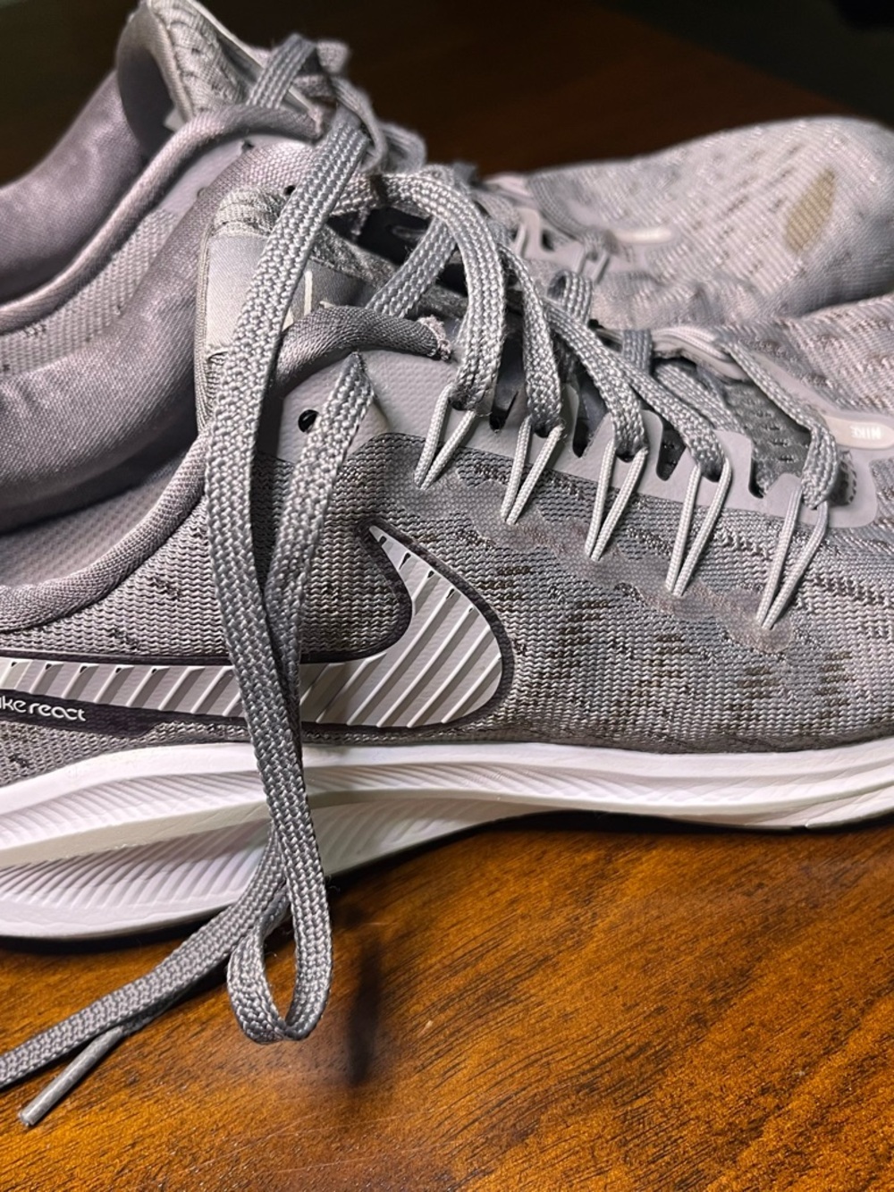 Nike Grey Knit React Sneakers - Grey